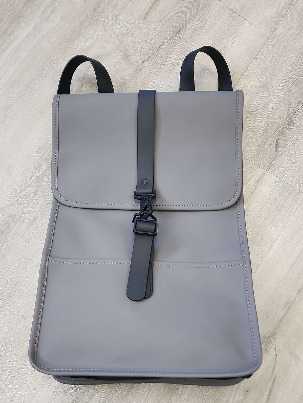RAINS Unisex Hiking Gray Backpack with Black Strap